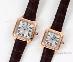 Swiss Grade Replica Cartier Santos-Dumont 9015 Watch Rose Gold leather Strap
